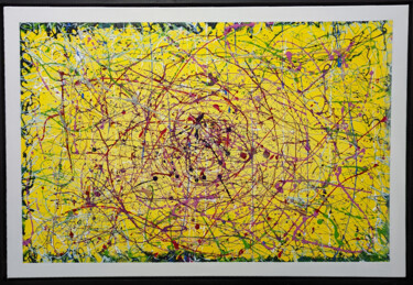 Painting titled "Yellow Atom" by Pierre Lamblin, Original Artwork, Acrylic