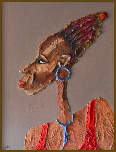 Pintura intitulada "femme africaine" por Pierre Laurent Tichadou, Obras de arte originais, Óleo
