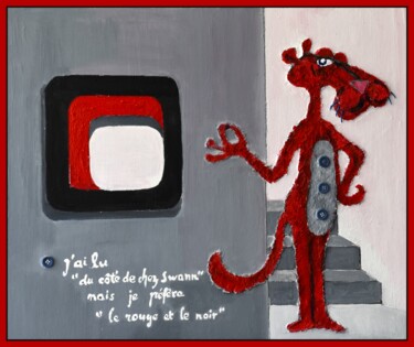 Painting titled "le rouge et le noir" by Pierre Laurent Tichadou, Original Artwork, Oil