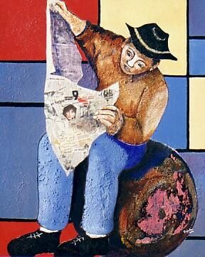 Peinture intitulée "L'homme qui lit" par Pierre Laurent Tichadou, Œuvre d'art originale, Huile