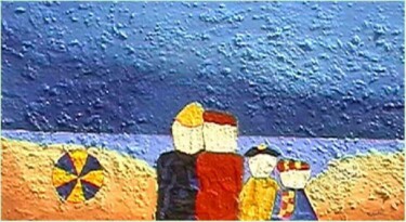 Peinture intitulée "retour de la plage" par Pierre Laurent Tichadou, Œuvre d'art originale, Huile