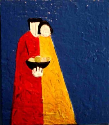 Peinture intitulée "la vie (quadryptiqu…" par Pierre Laurent Tichadou, Œuvre d'art originale, Huile