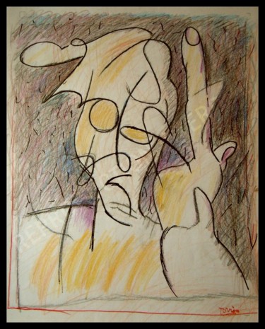Рисунок под названием "Si Dieu le veut !…" - Pierre-Louis Torres, Подлинное произведение искусства, Цветные карандаши