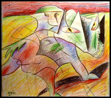 Dessin intitulée "Qui nous mangera ?…" par Pierre-Louis Torres, Œuvre d'art originale, Crayon