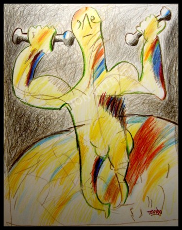 Dessin intitulée ""L'homme fort"... s…" par Pierre-Louis Torres, Œuvre d'art originale, Crayon