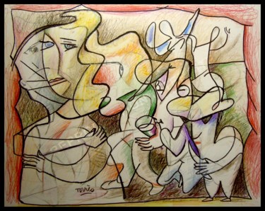 Dessin intitulée "Tous en scène !" par Pierre-Louis Torres, Œuvre d'art originale, Crayon