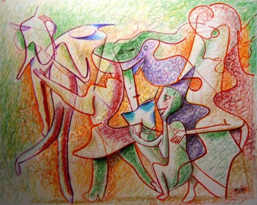 Dessin intitulée "Sous la jupe des fi…" par Pierre-Louis Torres, Œuvre d'art originale, Crayon