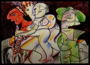 MOTOR RIDER Dessin intitulée "MOTOR RIDER" par Pierre-Louis Torres, Œuvre d'art originale, Crayon