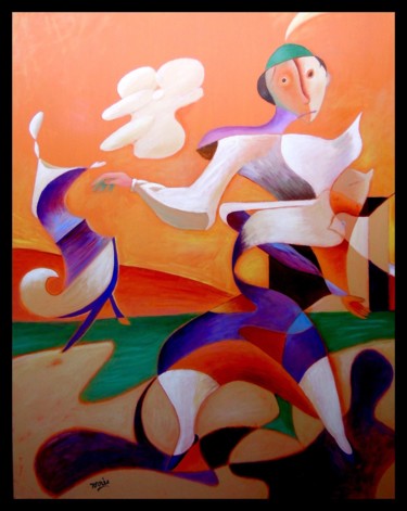 Painting titled "Le lanceur de nuage…" by Pierre-Louis Torres, Original Artwork, Acrylic