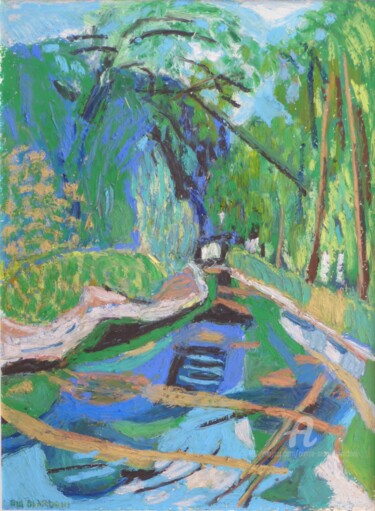 Painting titled "BORD DE L'EURE A CH…" by Pierre-Marie Blardoni, Original Artwork, Pastel Mounted on Wood Panel