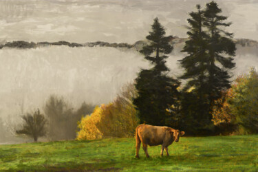 Fotografia intitulada "Prairie avec un boe…" por Pierre-Marie Fenech, Obras de arte originais, Fotografia digital