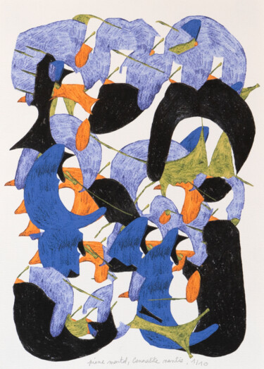 Zeichnungen mit dem Titel "generalite nantie" von Pierre Martel, Original-Kunstwerk, Conté-Buntstifte