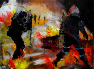 Painting titled "confrontation-97-x-…" by Pierre Mathieu, Original Artwork, Oil