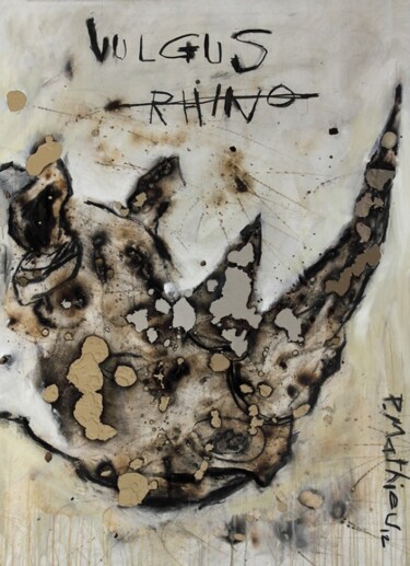 Malerei mit dem Titel "vulgus-rhino-acryli…" von Pierre Mathieu, Original-Kunstwerk, Öl