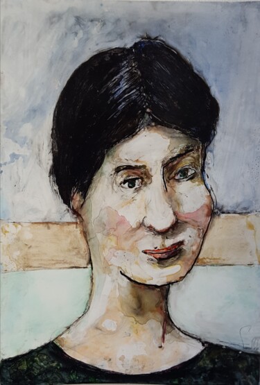 Ζωγραφική με τίτλο "Portrait d'un charm…" από Pierre Milosavljevic, Αυθεντικά έργα τέχνης, Ακουαρέλα