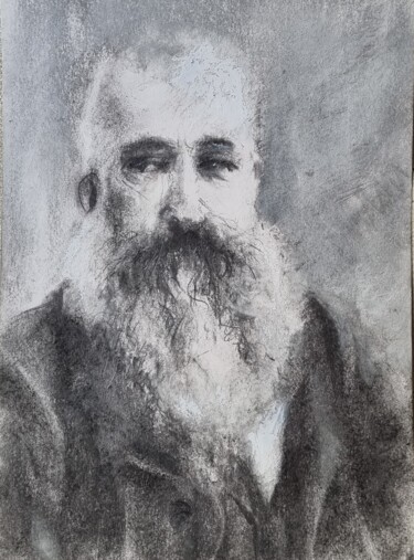 Desenho intitulada "Claude Monet portra…" por Pierre Milosavljevic, Obras de arte originais, Lápis