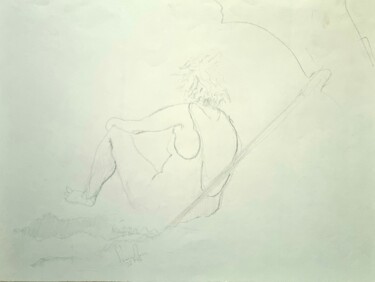 Drawing titled "La dame de la maiso…" by Pierre Milosavljevic, Original Artwork, Pencil