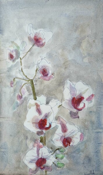 Peinture intitulée "Lumière d'Orchidée" par Pierre Milosavljevic, Œuvre d'art originale, Aquarelle
