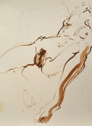 Dessin intitulée "Femme nue N° 13-JLR…" par Pierre Milosavljevic, Œuvre d'art originale, Encre