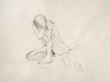 Dessin intitulée "Femme nue N° 8-JLR-…" par Pierre Milosavljevic, Œuvre d'art originale, Crayon