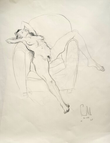 Dessin intitulée "Femme nue N° 17-JLR…" par Pierre Milosavljevic, Œuvre d'art originale, Crayon