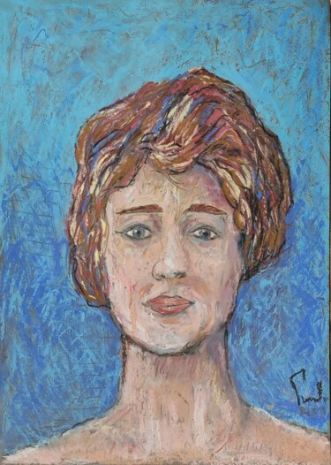 Malarstwo zatytułowany „Portrait de femme l…” autorstwa Pierre Milosavljevic, Oryginalna praca, Pastel