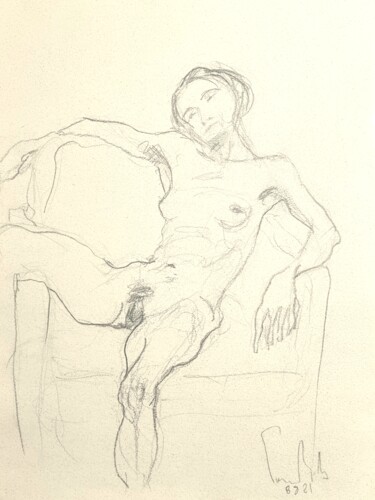 Drawing titled "La pause spontanée…" by Pierre Milosavljevic, Original Artwork, Pencil