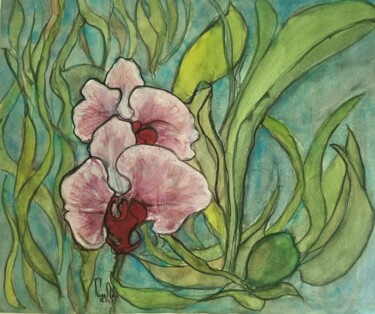 Peinture intitulée "Des Orchidées et de…" par Pierre Milosavljevic, Œuvre d'art originale, Aquarelle