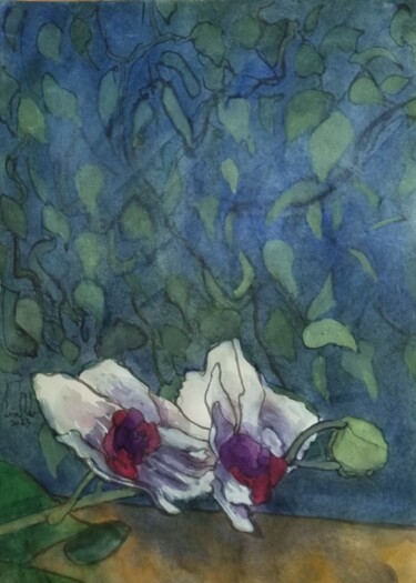 Painting titled "Fleures précieuses,…" by Pierre Milosavljevic, Original Artwork, Watercolor