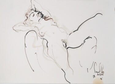 Dessin intitulée "Femme nue N° 12-JLR…" par Pierre Milosavljevic, Œuvre d'art originale, Encre