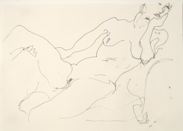 Dessin intitulée "Femme nue N° 07-JLR…" par Pierre Milosavljevic, Œuvre d'art originale, Encre