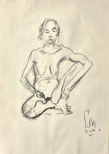 Dessin intitulée "Femme nue N° 02-JLR…" par Pierre Milosavljevic, Œuvre d'art originale, Fusain