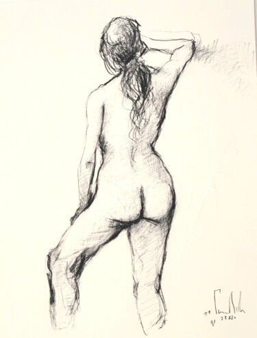 Dessin intitulée "Femme nue N° 11-EB-…" par Pierre Milosavljevic, Œuvre d'art originale, Crayon