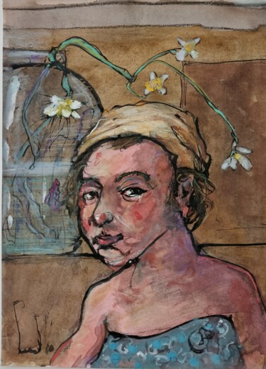 Peinture intitulée "Portrait d'enfant" par Pierre Milosavljevic, Œuvre d'art originale, Aquarelle