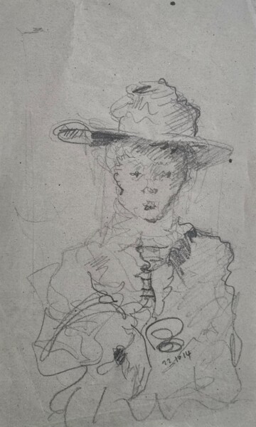 Dessin intitulée "Sujet féminin au ch…" par Pierre Milosavljevic, Œuvre d'art originale, Crayon