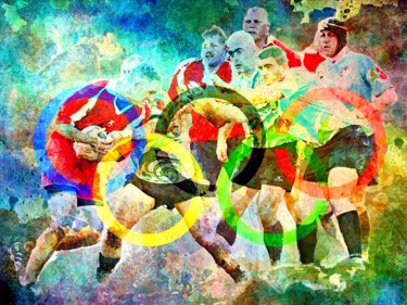 Arte digitale intitolato "Le Rugby" da Pierre Nouaille, Opera d'arte originale, Lavoro digitale 2D