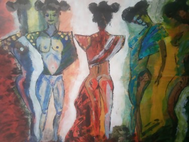 Painting titled "amazone" by Omega Pierre, Original Artwork, Acrylic