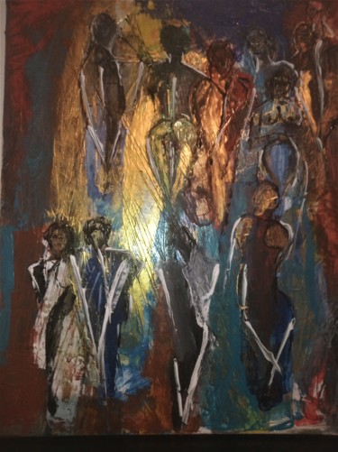 Peinture intitulée "influence africain" par Omega Pierre, Œuvre d'art originale, Acrylique