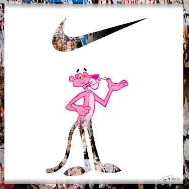 Peinture intitulée "pink-panther-aplatw…" par Pierre Olié, Œuvre d'art originale