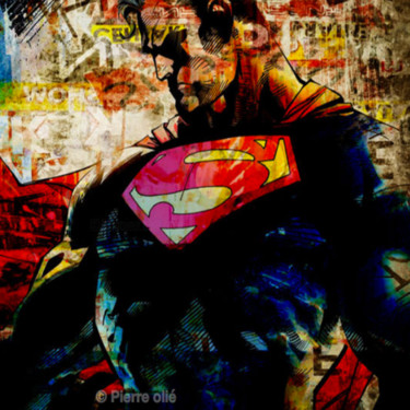 Schilderij getiteld "superman" door Pierre Olié, Origineel Kunstwerk, Inkt