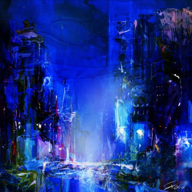 Картина под названием "URBAN BLUE" - Pierre Olié, Подлинное произведение искусства, Масло