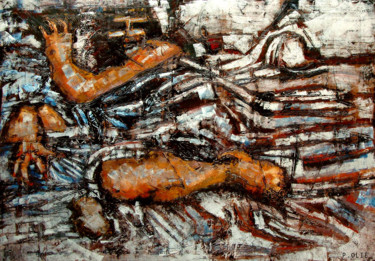 Schilderij getiteld "LE DORMEUR" door Pierre Olié, Origineel Kunstwerk, Acryl