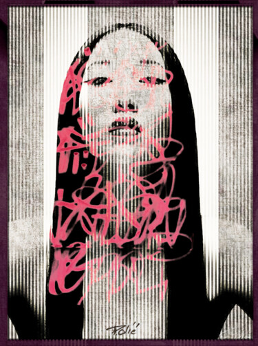 Картина под названием "Asia tag pink" - Pierre Olié, Подлинное произведение искусства, Акрил Установлен на Алюминий
