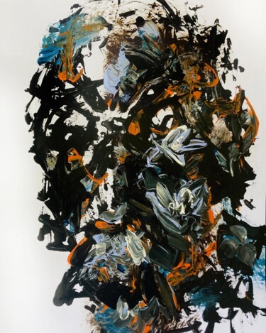 Peinture intitulée "Dark faces" par Pierre Olié, Œuvre d'art originale, Lithographie