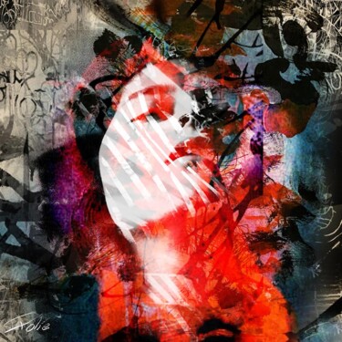 Картина под названием "Red media" - Pierre Olié, Подлинное произведение искусства, Цифровая живопись