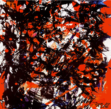 Painting titled "Mixed media red" by Pierre Olié, Original Artwork, Digital Print