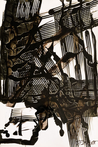 Peinture intitulée "TRAMES N&B" par Pierre Olié, Œuvre d'art originale, Impression numérique