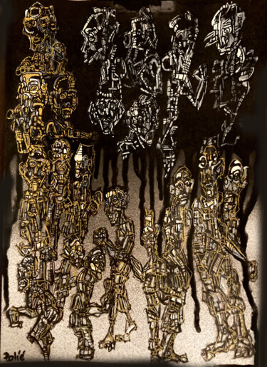 ""GOLD MEN"" başlıklı Tablo Pierre Olié tarafından, Orijinal sanat, Serigrafi