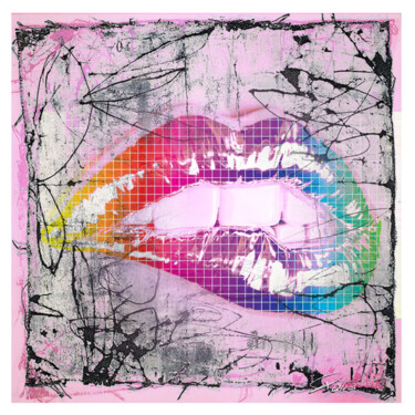 Картина под названием "" lips pop pink ppp"" - Pierre Olié, Подлинное произведение искусства, Шелкография