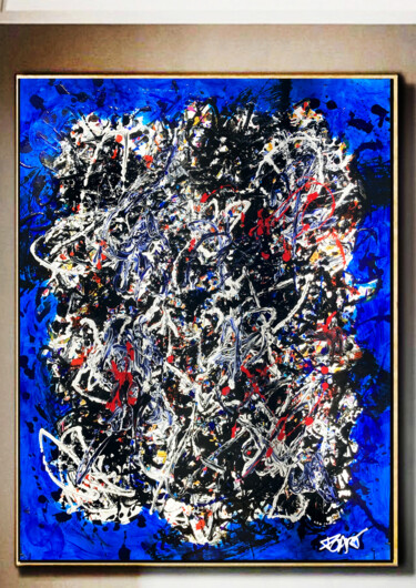 Peinture intitulée "blue graffikk" par Pierre Olié, Œuvre d'art originale, Acrylique